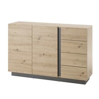 Anrichte Eiche Artisan Graphit Grau Kommode Sideboard Highboard Wohnzimmer Holz