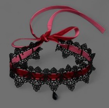 Gothic Lace Choker Necklace Victorian Velvet Collar Pendant Red/Black J128 