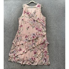 Coldwater Creek Maxi Dress 3X Pink Floral Ruffle Tiered Sleeveless Romantic