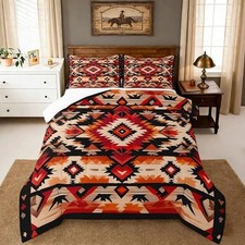 Boho Comforter Set Size Southwest Native American Design Queen Hot Orange