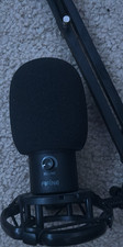 FIFINE Black USB Wired Microphone w/ Boom Arm Stand, Volume Control