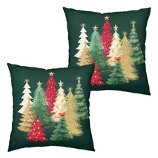 Christmas Pillow Covers 18x18 Set of 2 Colorful Xmas Tree Throw Pillow Covers...