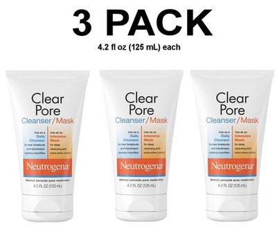 Neutrogena Clear Pore, 3 PACK, 3.5% Benzoyl Peroxide, 4.2 fl oz each, Acne gone