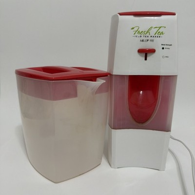 Mr. Coffee 3 Qt Red Iced Tea Maker TM75RS W/Pitcher. Used. Tea stained but works