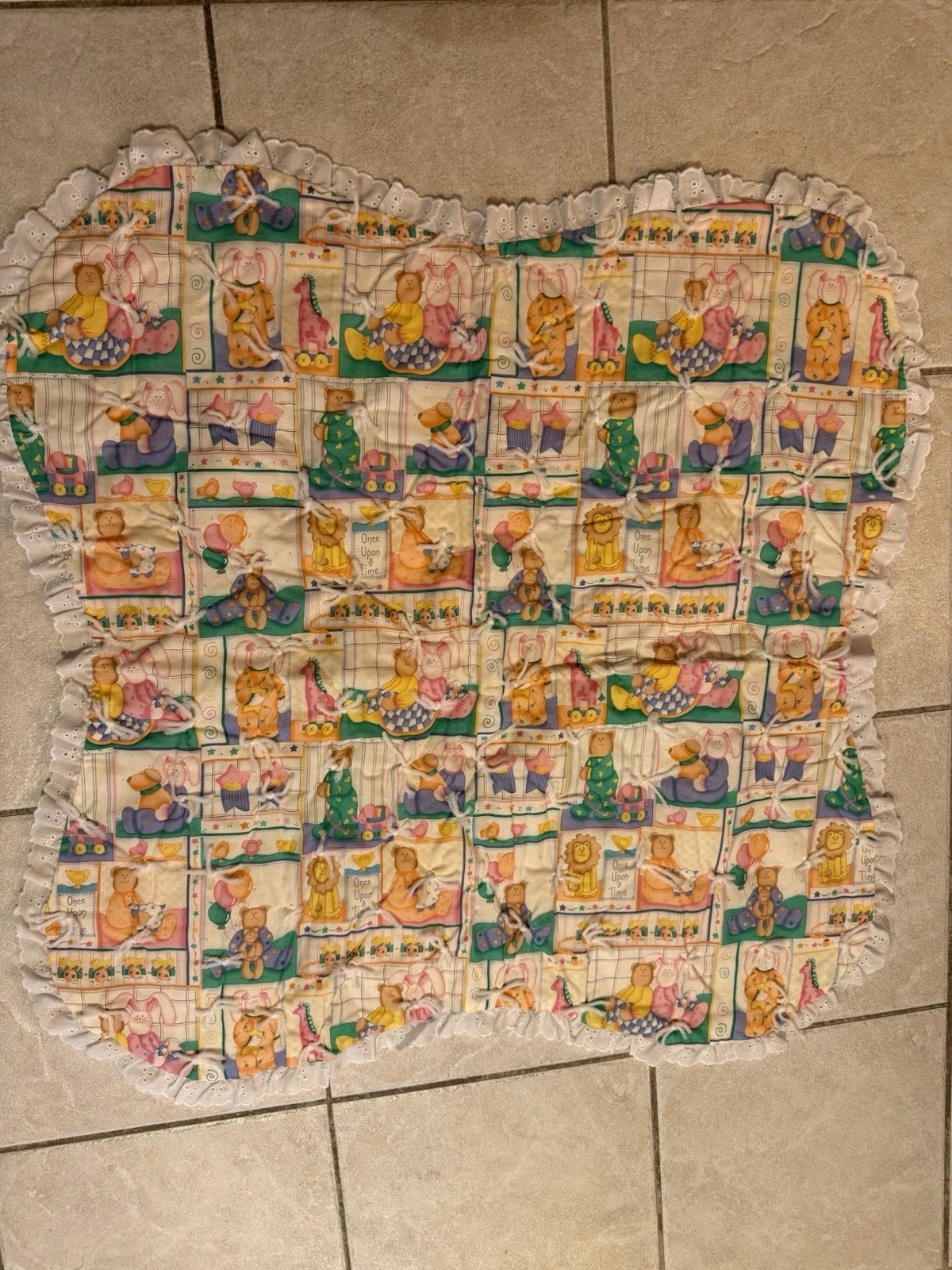 Vintage quilted children’s play mat/tummy time mat