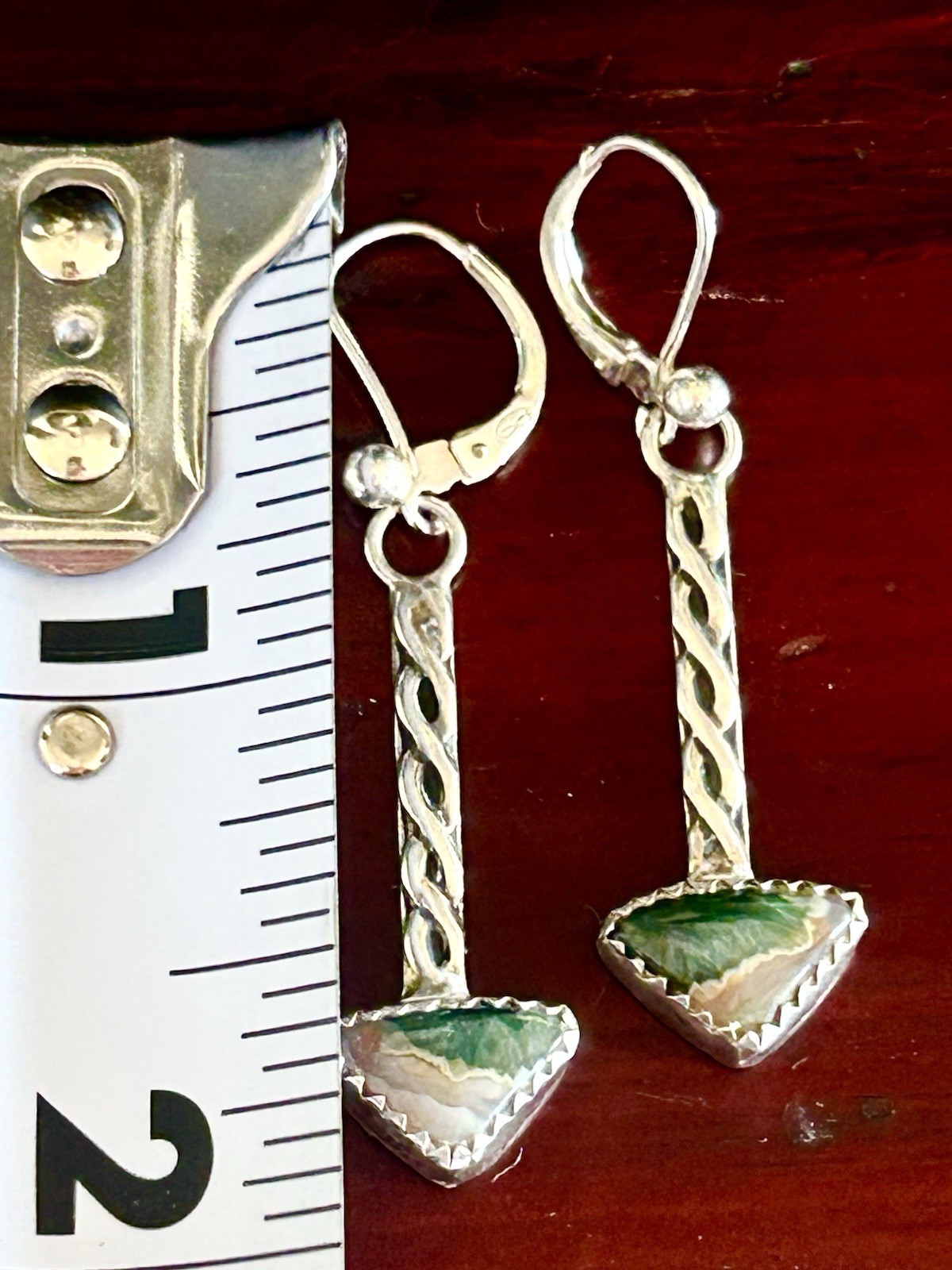 Signed Native American Sterling Dangle Earrings W… - image 3