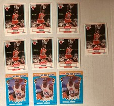 Lot of 7 1990-91 Fleer Michael Jordan basketball cards. +3 stickers.