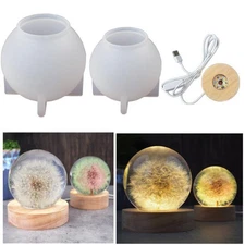 Night Light Resin Casting Silicone Mould Ball+ LED Lamp Holder Stand Epoxy Craft