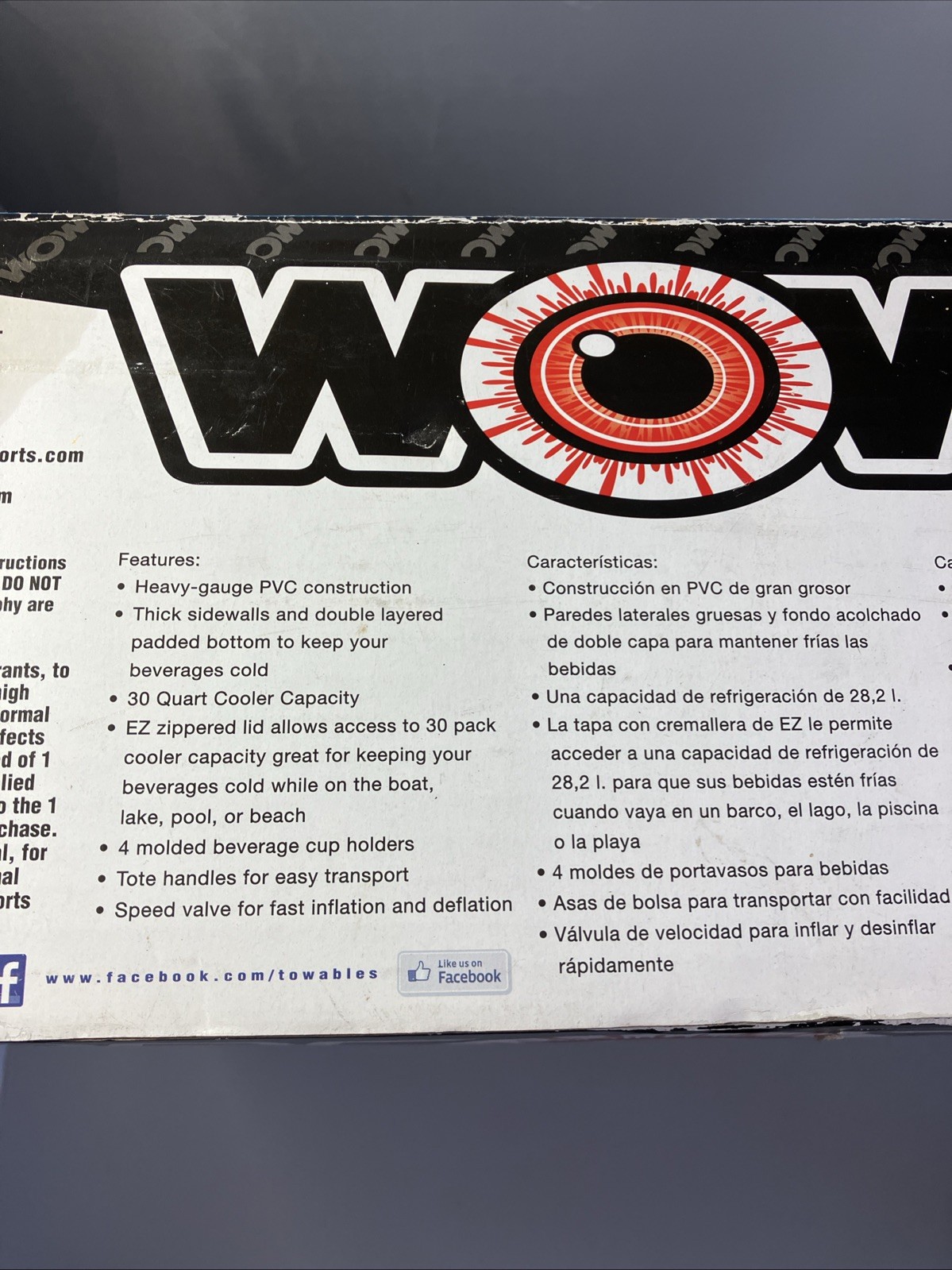 WOW Sports Floating Fridge and Cooler For Beverages By The Pool (11-2000) New