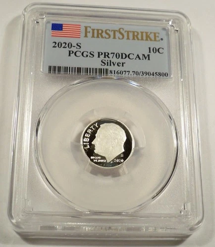 2020-S 10c SILVER PCGS PR70DCAM ROOSEVELT DIME .999 FINE PROOF DEEP CAMEO