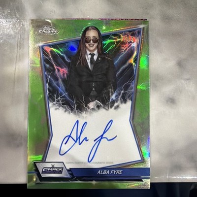 2026 Topps Chrome WWE ALBA FYRE GREEN /99 Blue Brand Auto BBA-ALB
