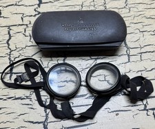 Antique Steampunk Style AO Safety Goggles Glass Lens w/ Original Metal Case Rare