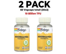 Solaray, Akkermansia Postbiotic, 2 PACK, 10 Billion TFU, 30 VegCaps 60 total 