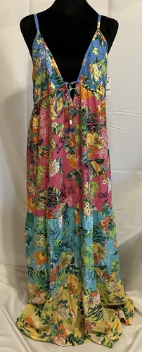Bar III Women's Tiered Printed Ruffle Cover-Up Dress, Multi, Large, MSRP $88 - 第 3/6 張圖片