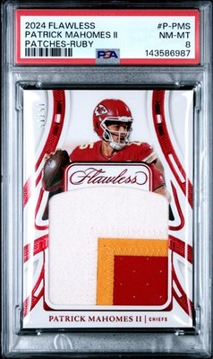 2024 Flawless Patrick Mahomes Patches Ruby #15/15 Jersey JSY Number PSA 8 P-PMS