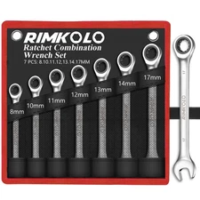 Ratchet Wrenches Set 7-Piece 8-17mm Metric 72-Tooth with Rolling Pouch