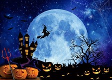8x6ft Halloween Backdrop Horror Moon Night Haunted Castle Party Decoration