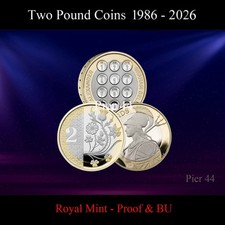 1986 - 2026 £2 Two Pound Coins UK PROOF & BU Brilliant Uncirculated Royal Mint