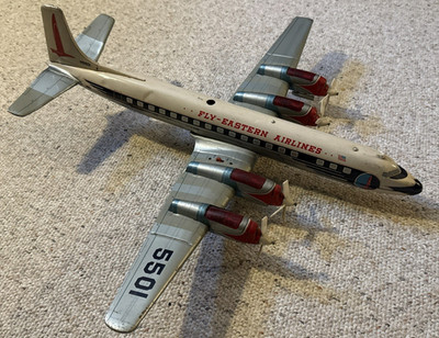 YONEZAWA EASTERN AIRLINES DC-7 TIN TOY AIRPLANE 1950's JAPAN-24'' wing span