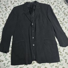 VTG 90's Versace Classic V2 Men's Wool Pinstripe Suit Jacket Black/Gray Size 46