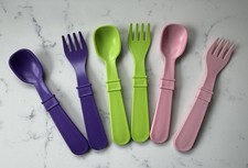 Toddler Child Fork Spoon Sets Reusable Utensils Set of 6 Preowned