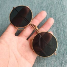 Old Shanghai Retro Steampunk Hinge Round Sunglasses Antique Copper Frame Shades