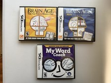 Brain Age 1 & 2 & My Word Coach Bundle Lot Nintendo DS All CIB Tested & Working