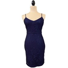 Guess Los Angeles Navy Floral Pattern Lace Mini Maxi Dress Size 2
