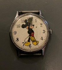 VINTAGE Mickey Mouse Face Wristwatch Walt Disney Production AS IS