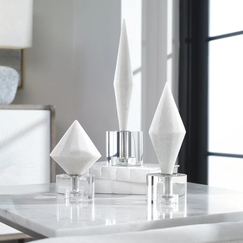 Uttermost 17580 Alize 14" Tall Crystal and Rice Stone Abstract - Crystal / White - Picture 2 of 4