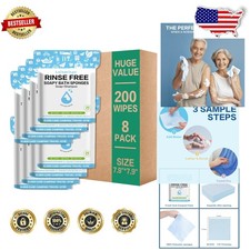 Rinse-Free Bath Sponges 200ct Adult Dry Shower Wipes, No Rinse Elderly Bedrid...