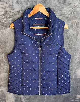 Tommy Hilfiger Anchor Print Steppweste Weste Damen Large Navy Neu mit Etikett