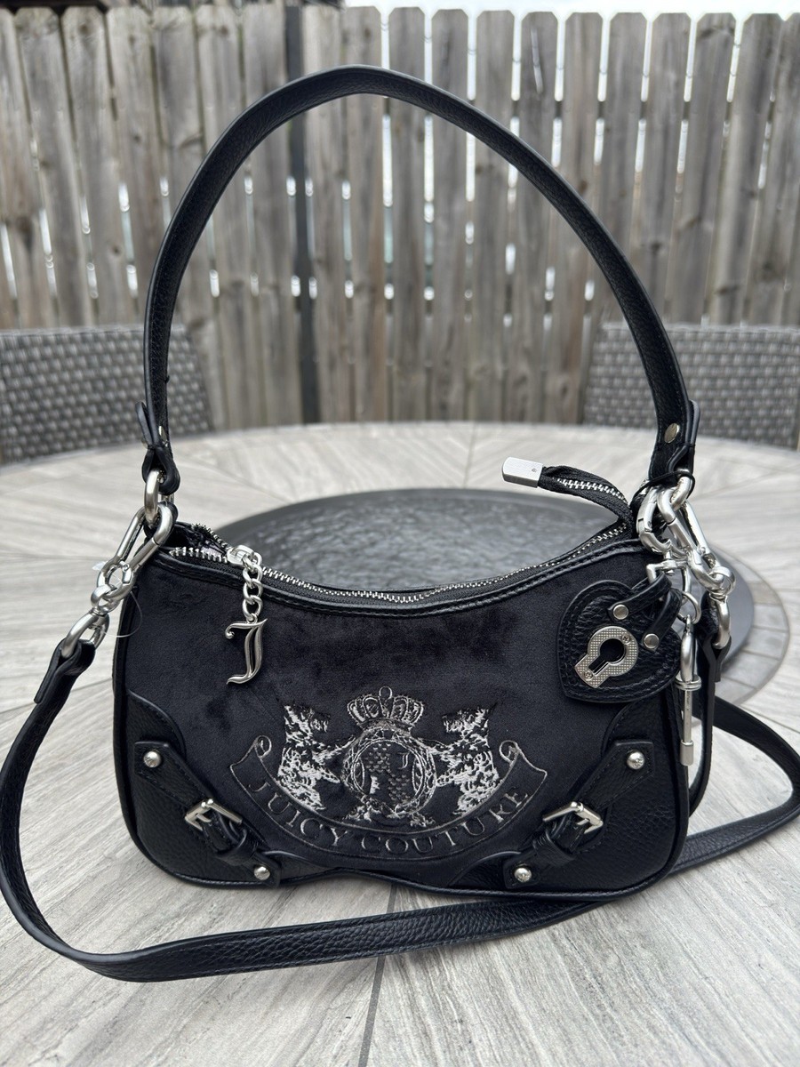 UK Juicy Couture Nouva Scottie Twig Dog Velour Black Hobo