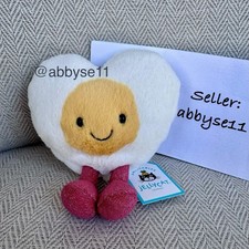 Jellycat Amuseables Heart Boiled Egg Plush Toy NWT 100 Authentic A6BEHE