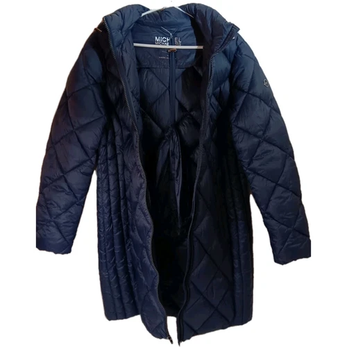 Giacca imbottita imbottita Michael Kors blu notte linea lunga grande