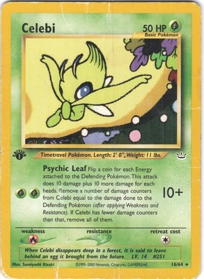 Celebi 16/64 1st Edition Neo Revelation HP (Multiple Creases and Dents) Pokemon