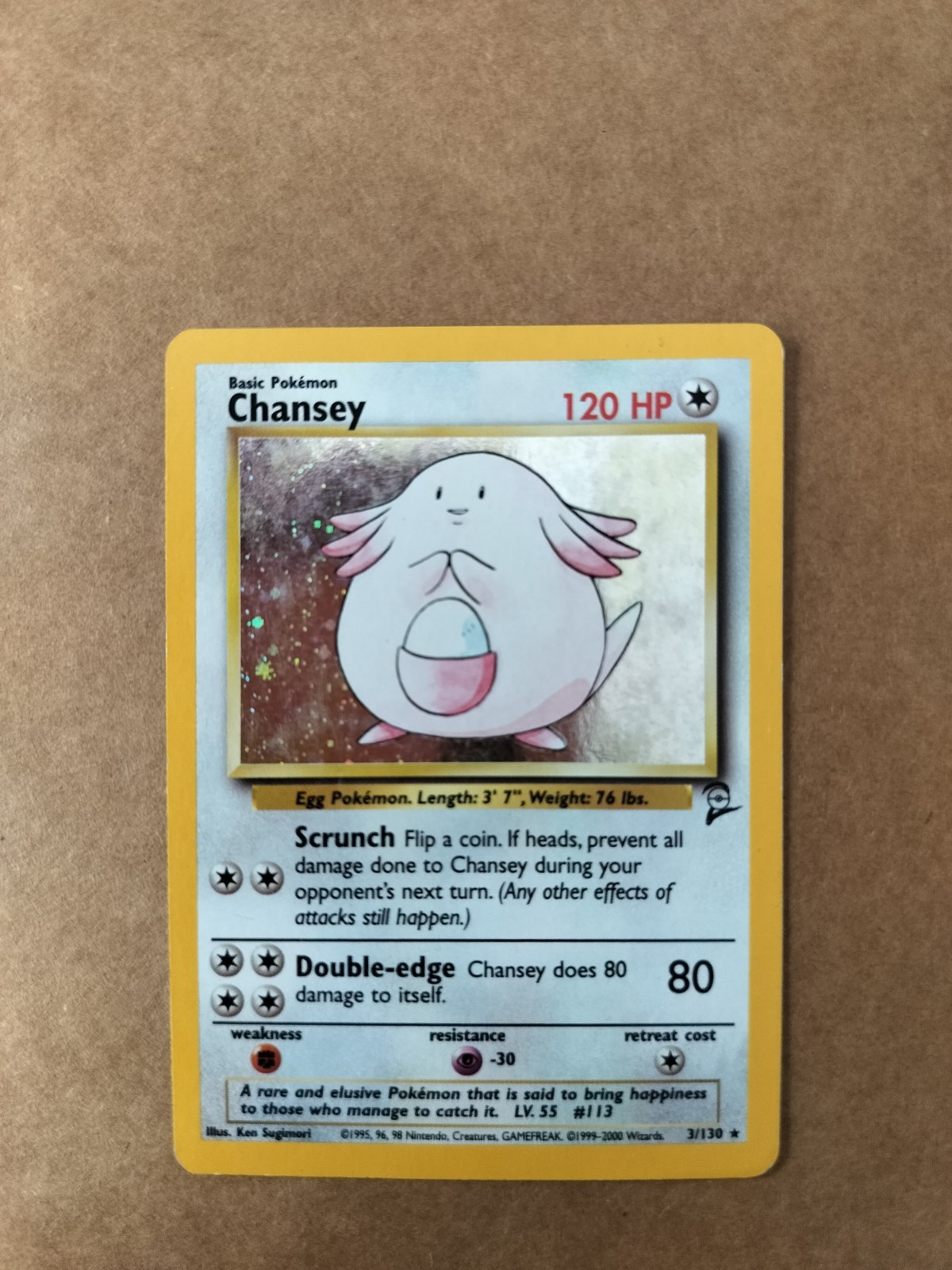 Pokemon Chansey Holo 3/130 Base Set 2 Vintage WOTC Card