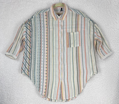 Akemi + Kin Oversized Shirt Womens XS S Ivory Stripe Casual Anthropologie
