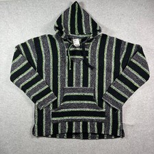 Baja Drug Rug Multicolored Hoodie Adult Size XL Poncho Pullover Skater Surfer