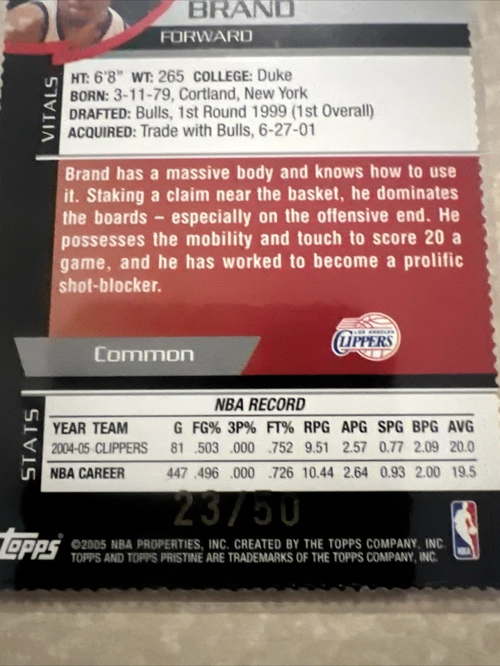 2005-06 Topps Pristine Marca Elton Refractor Troquelado Común/50 ¡Muy Raro! Foto 3 de 3