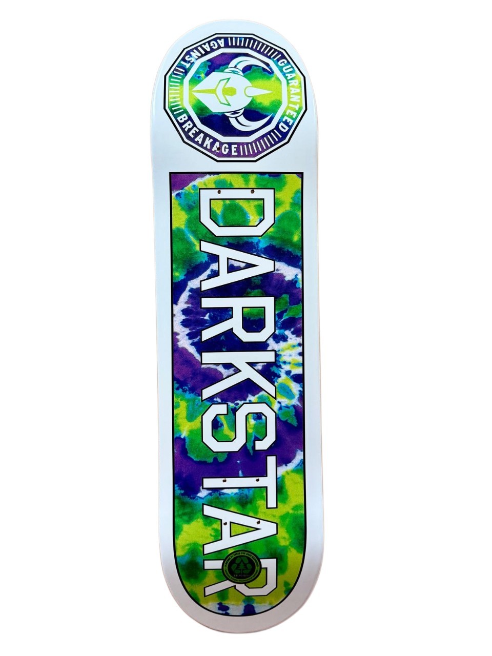 Darkstar Timeworks White Green Tie Dye Skateboard Deck 7-Ply Maple 8.25" x  32"