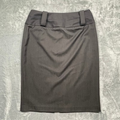 Sharagano Pencil Skirt Womens 8 Gray Wide Belt Loop Side Zip Knee Length Office