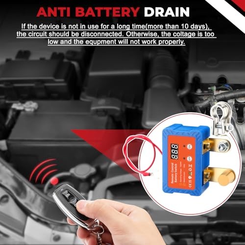 Remote Battery Disconnect Switch 12V/24V with Led Voltage Display, Anti 140A