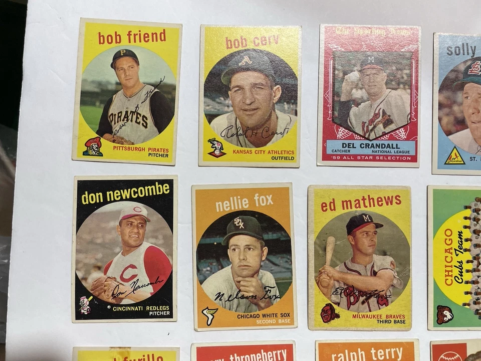 Lote de 36 tarjetas de béisbol 1959 Topps - Salón de la fama, estrellas, alto #, otros (grado mixto) Foto 2 de 4