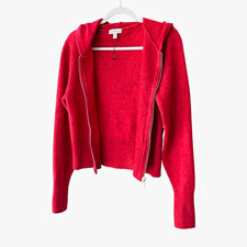 Calvin Klein Jeans Women's Pink Knit Full Zip Hooded Hoodie Sweater Size S