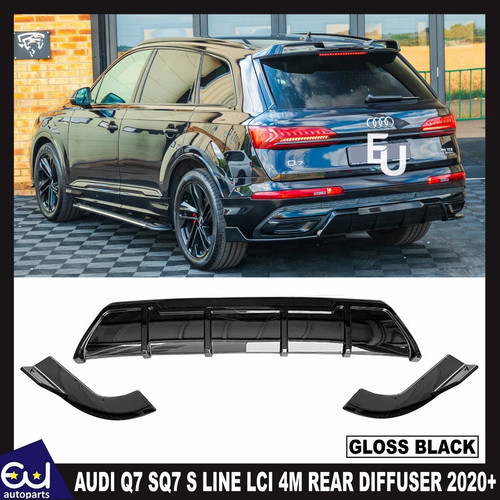 FOR AUDI Q7 SQ7 S LINE LCI 4M REAR DIFFUSER BUMPER LIP SPLITTER SPOILER ...