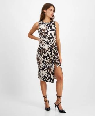 Bar III Petite Printed Tie-Front Midi Spotted 194145424477  RT $59.5