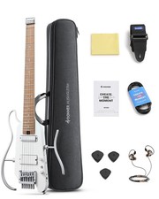 Donner HUSH X PRO Electric Guitar Metallic White Smart Gitarre mit Zubehör