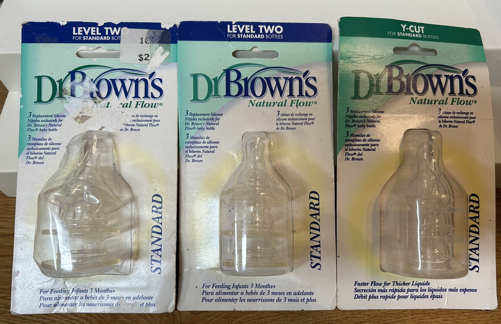 3 Packs Dr. Brown's Standard Silicone Baby Bottle Nipples Le