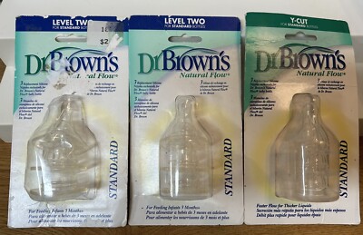 3 Packs Dr. Brown's Standard Silicone Baby Bottle Nipples Level 2 & Y-cut Older